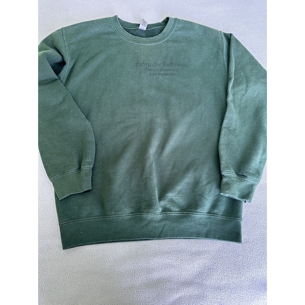 Vintage Sweatshirt Mens Crewneck Gildan Tidal Labrador Retriever Printed Green